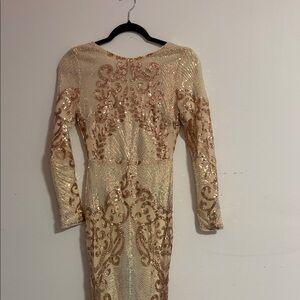 SHEIN Gold Sequin Long Sleeve Bodycon Dress